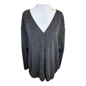 NEW‎ Max Studio London Women's 2XL Black Gray V-Neck Tunic Sweater Long Sleeve